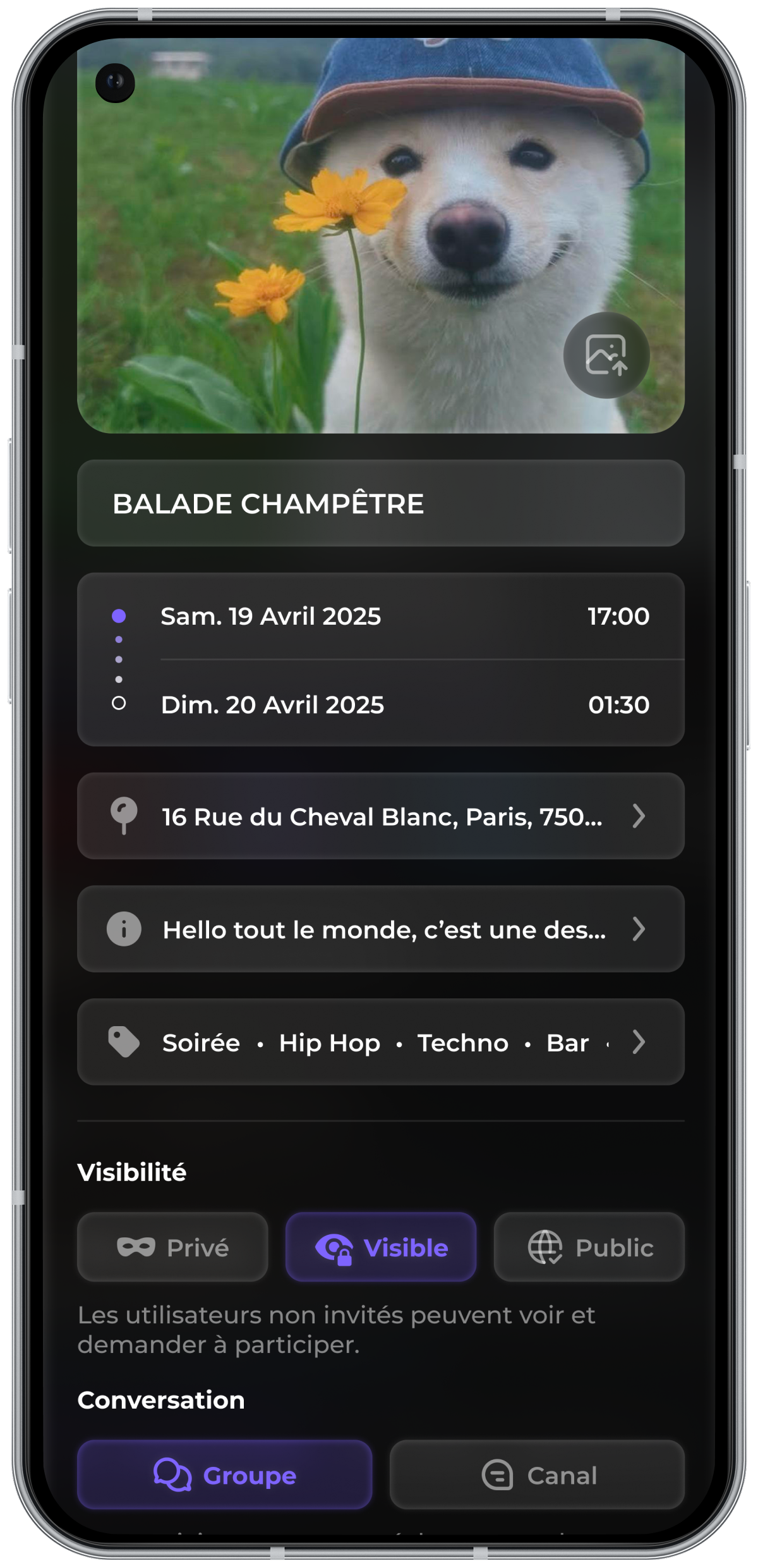 Créer un événement Partybloom